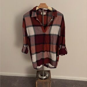 Universal Thread Burgundy and White Plaid Shirt